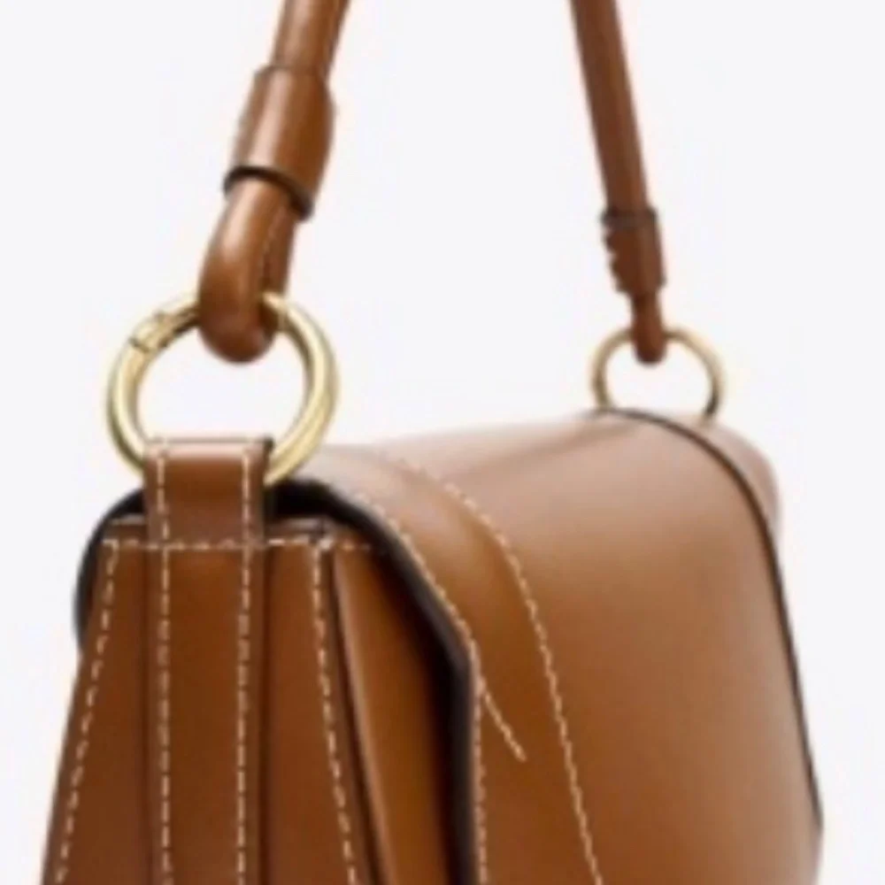 Beautiful ZARA ultra soft Carmel colored structured Semi-Circle Bag